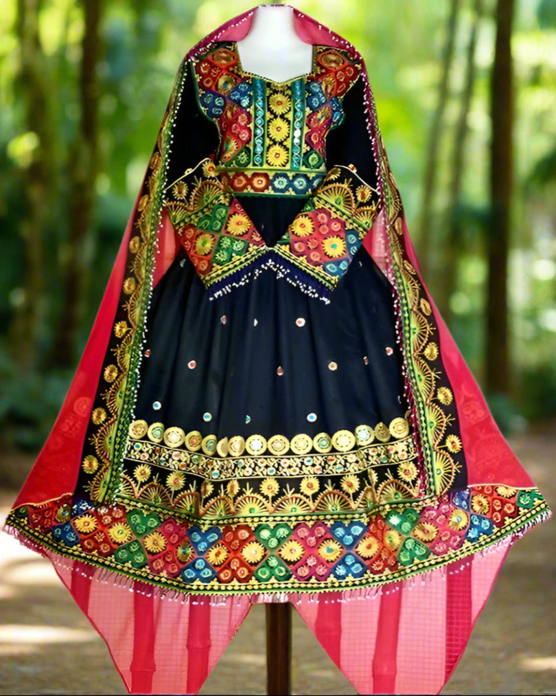 Afghan Satin Fabric Bridal Dress