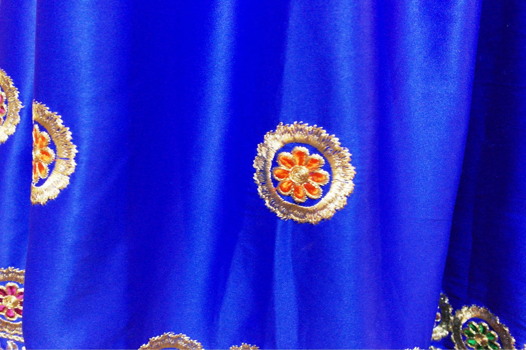 afghan dress blue satin fabric