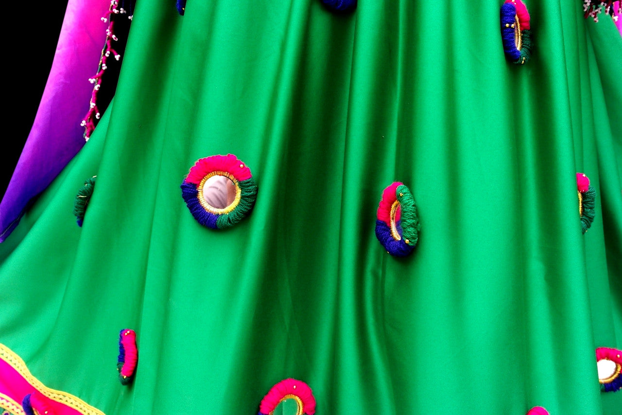 afghan bridal frock with mirror medallions