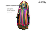 Multicolor Afghan Fashion Long Gown Muslim Nikah Event Dress Clothing