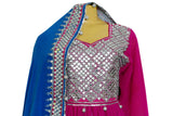 Elegant Afghan Dress in Pink & Blue