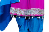 Elegant Afghan Dress in Pink & Blue