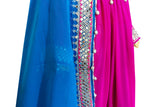 Elegant Afghan Dress in Pink & Blue
