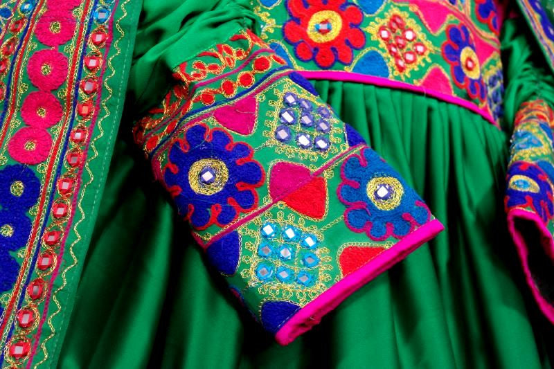 Green color afghanistan Dresses