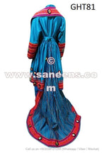 Afghan Fashion Long Train Gown in blue color
