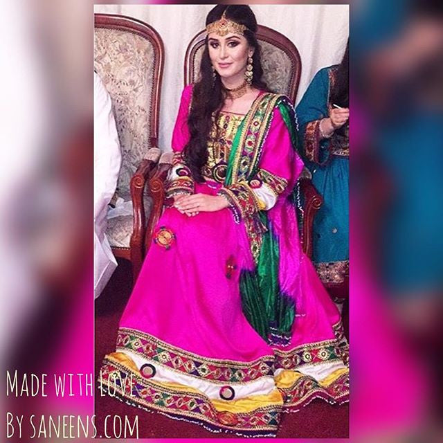 same hand embroidery work design dress frock in pink color