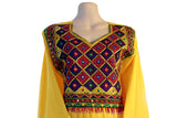 Yellow Color Afghan Bridal Full Suit Kuchi Ladies Handmade Apparel