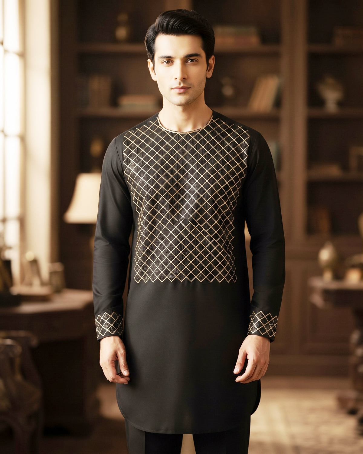 Afghan Men's Embroidery Black dress