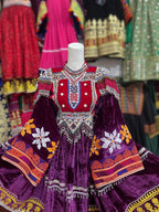 Red Purple Velvet Kuchi Long Frock