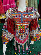 Pure Green Cotton Afghan Fashion Dress