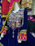 Blur Soft Velvet Afghani Dress With Coins Work