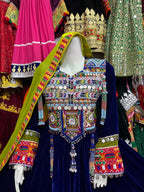 Blur Soft Velvet Afghani Dress With Coins Work