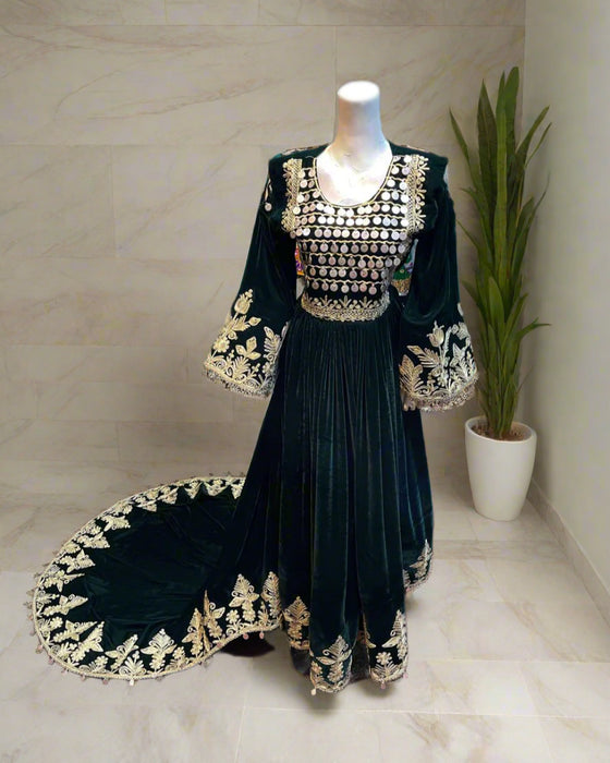 Gypsy Afghan Green Velvet Dress