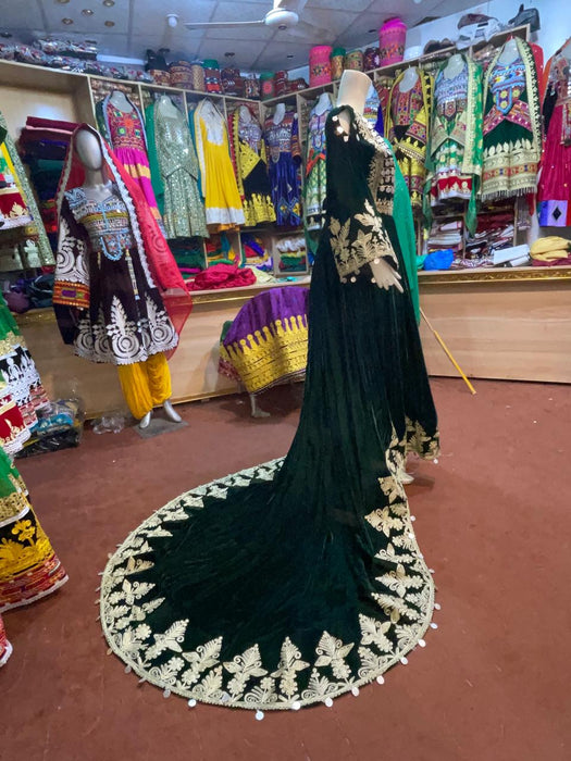 Gypsy Afghan Green Velvet Dress