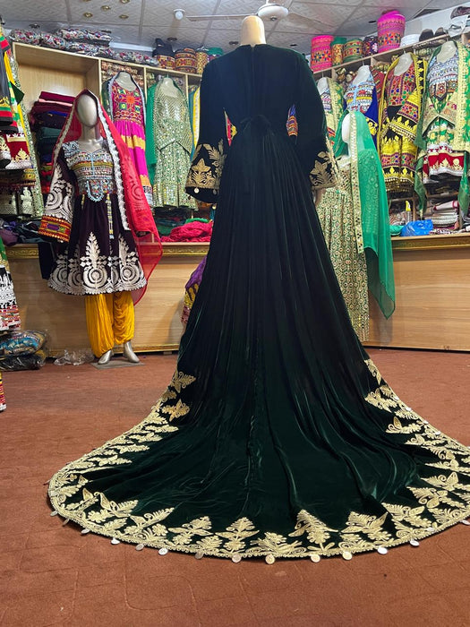 Gypsy Afghan Green Velvet Dress
