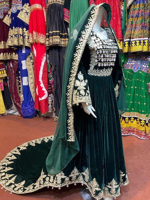 Gypsy Afghan Green Velvet Dress