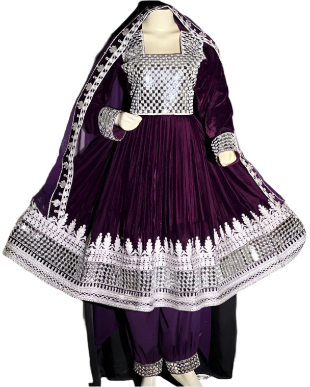 deep purple color afghan wedding dress costumes