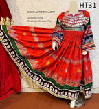 kuchi fashion long frock in red color