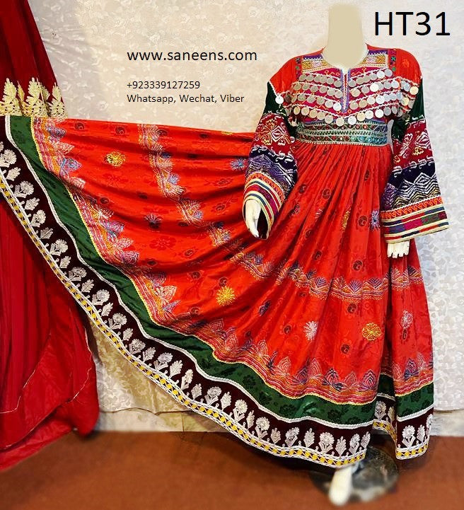 kuchi fashion long frock in red color
