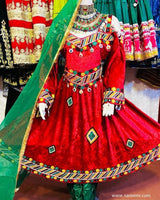 Red Velvet Afghan Dress