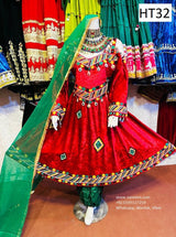 Red Velvet Afghan Dress