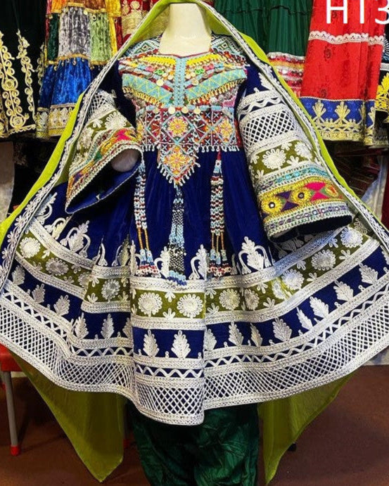 Afghan Bridal Velvet Embroidered Dress