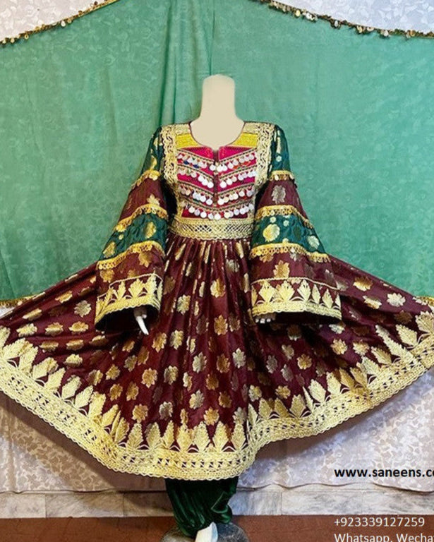 Red Wedding Banarsi Fabric Fashion Clothes, Afghanistan Dress , Toj, 