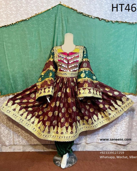 Afghan Banarsi Hand Embroidered Dress