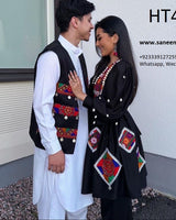 Afghan Embroidered Couple Dress With Groom Vest