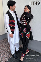 Afghan Embroidered Couple Dress With Groom Vest