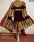 Embroidered Velvet Fabric Afghan Bridal Dress