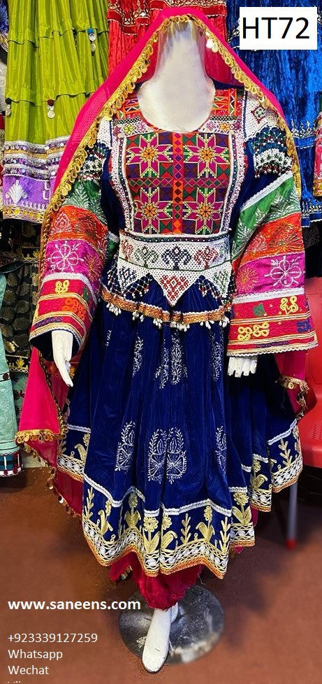 afghan kuchi nikah costume in blue color