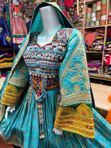 Traditional Afghan Bridal Clothes In Feroza Color