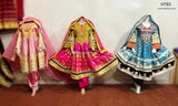 Buy Afghan Three Dresses In Peach Pink And Turquoise Colors