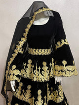 Afghan Bride Long Dress In Black Velvet