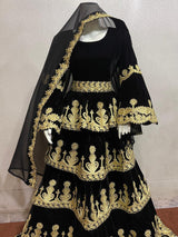 Afghan Bride Long Dress In Black Velvet