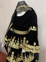 Afghan Bride Long Dress In Black Velvet