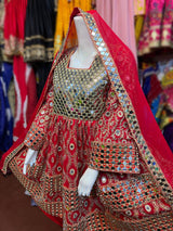 Mirrors Work Afghan Persian Bridal Red Frock
