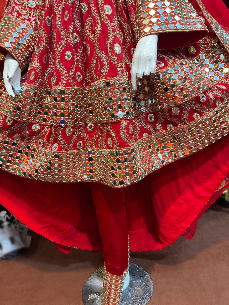 Mirrors Work Afghan Persian Bridal Red Frock