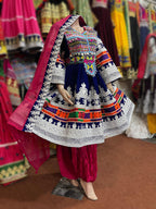 Blue Velvet Frock Afghan Kuchi Coins Dress