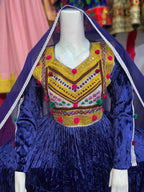 Afghan Fashion Blue Velvet Dress