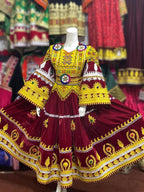 Afghan Kabul Fashion Dress In Maroon Velvet
