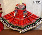 kuchi fashion long frock in red color