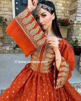 Traditional afghan fashion new embroidery dress in red color