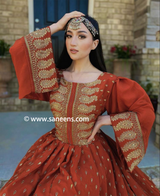 Traditional afghan fashion new embroidery dress in red color