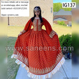 Traditional afghan fashion new embroidery dress in red color