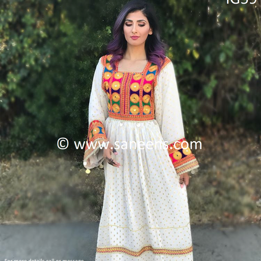 Afghan bridals kuchi saneens white embroidery clothes