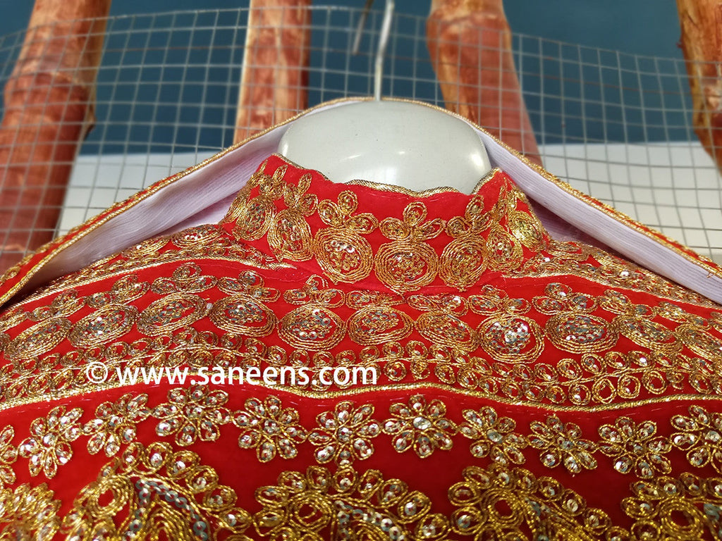 afghan red color embroidery