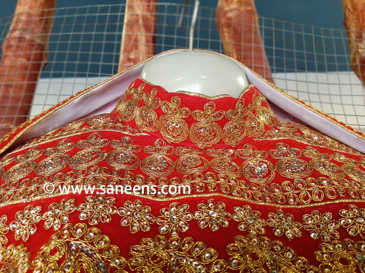 afghan red color embroidery