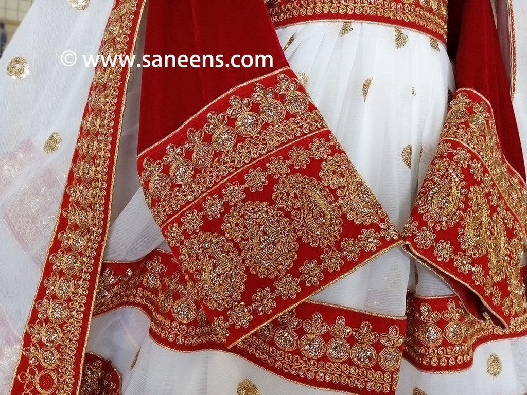 afghan red color embroidery dress